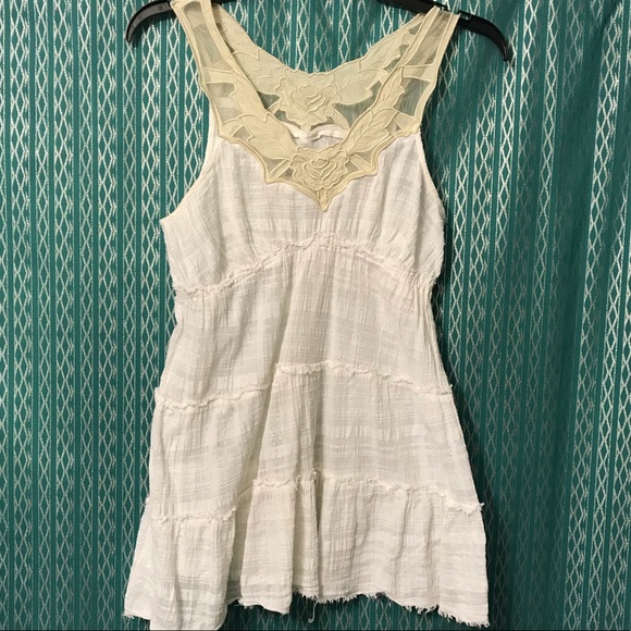 Free People white and cream tank with silver sz 6 - Picture 2 of 7